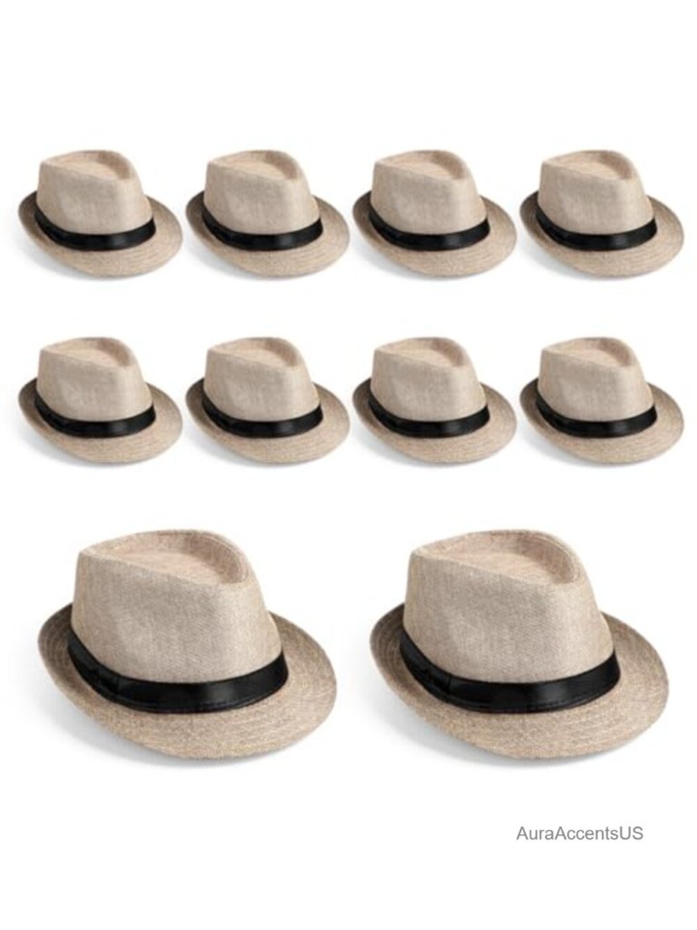 10 Pack 1920s Fedora Hats for Men Women Short Brim Panama Sun Hats